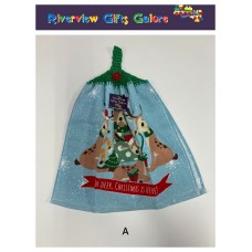 Crochet Top Hand Towel / Tea Towel - Oh Deer, Christmas Is Here Crochet Top Hand Towel / Tea Towel - Oh Deer, Christmas Is Here